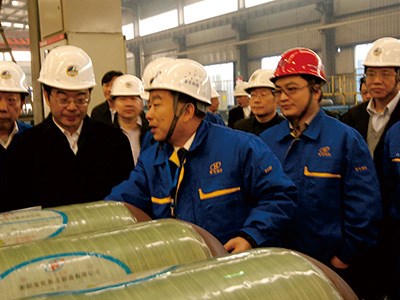 原湖南省委書記（現人民法院院長）周強視察高容，彭琪董事長認真匯報工作詳情